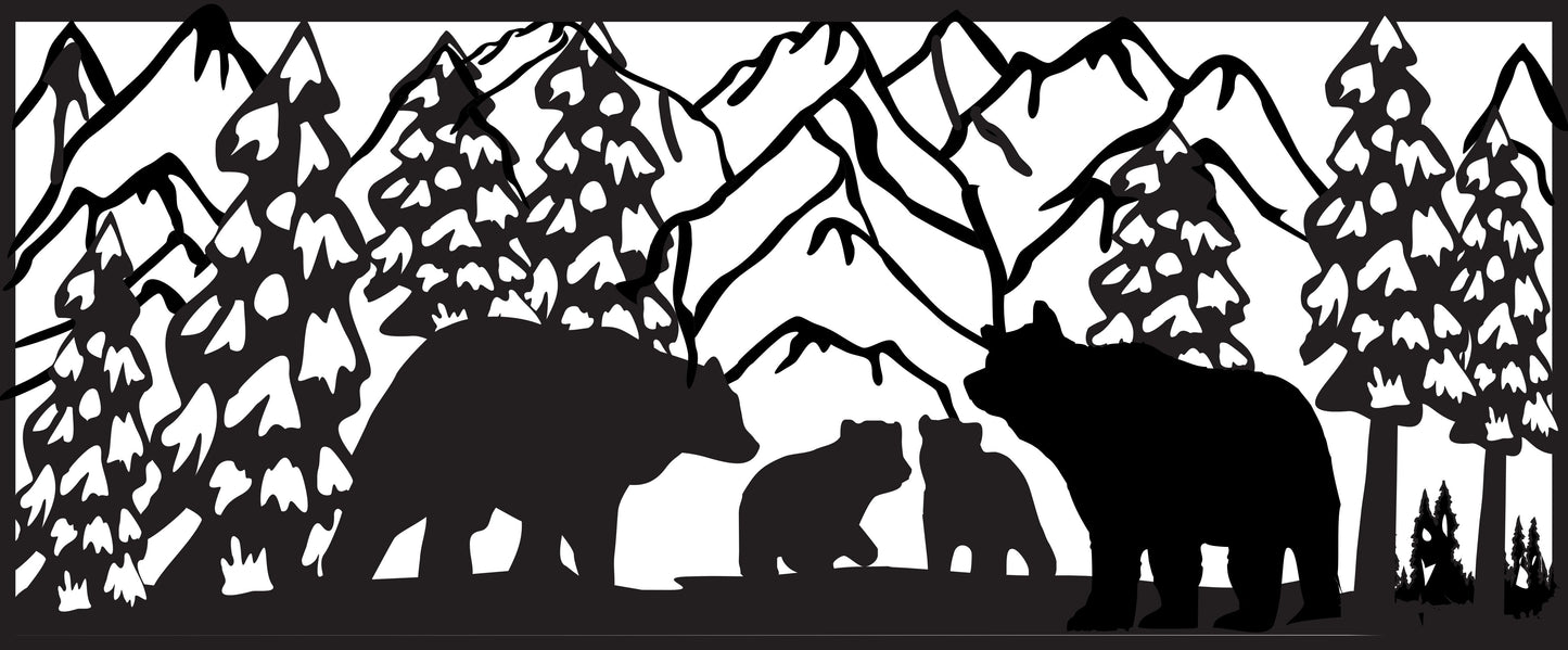 BEAR-0005 Snowy Bear Family 30"H x 72"W