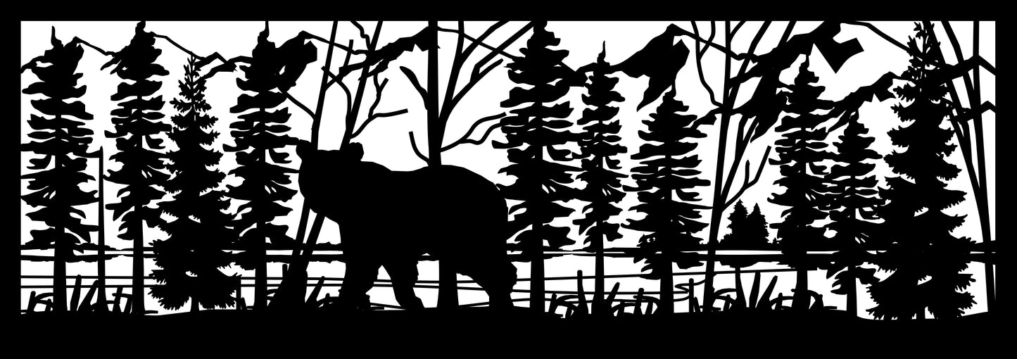 BEAR-0011 Lone Bear by Lake 30"H x 84"W