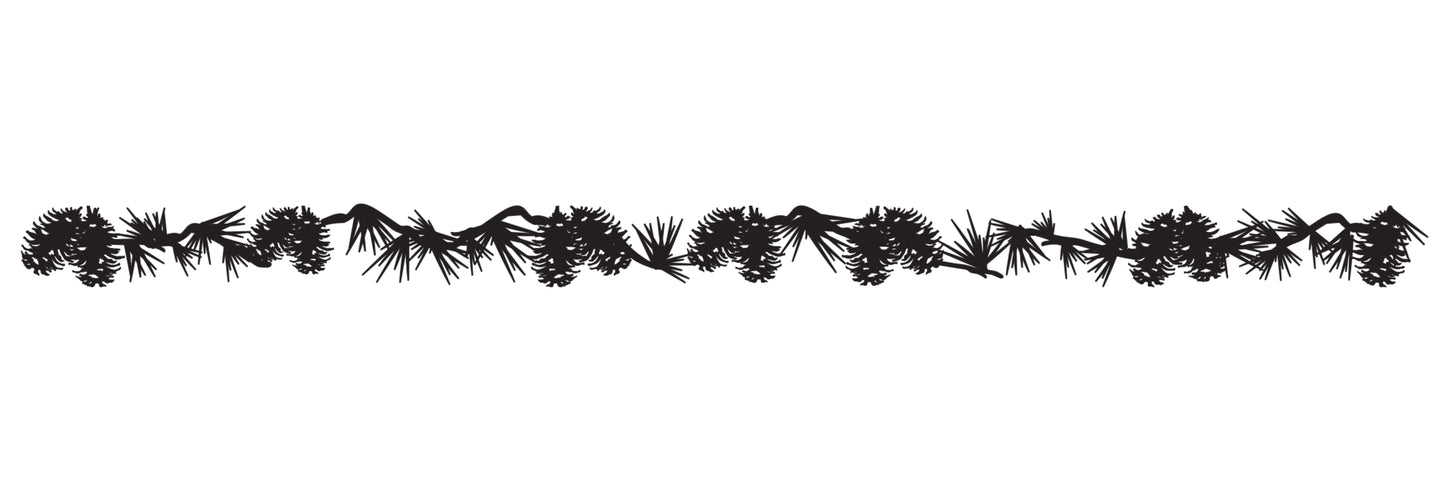 BRDR-0007 Pine Needles & Cones Border (ver 4) 5.45"H x 92.5"W