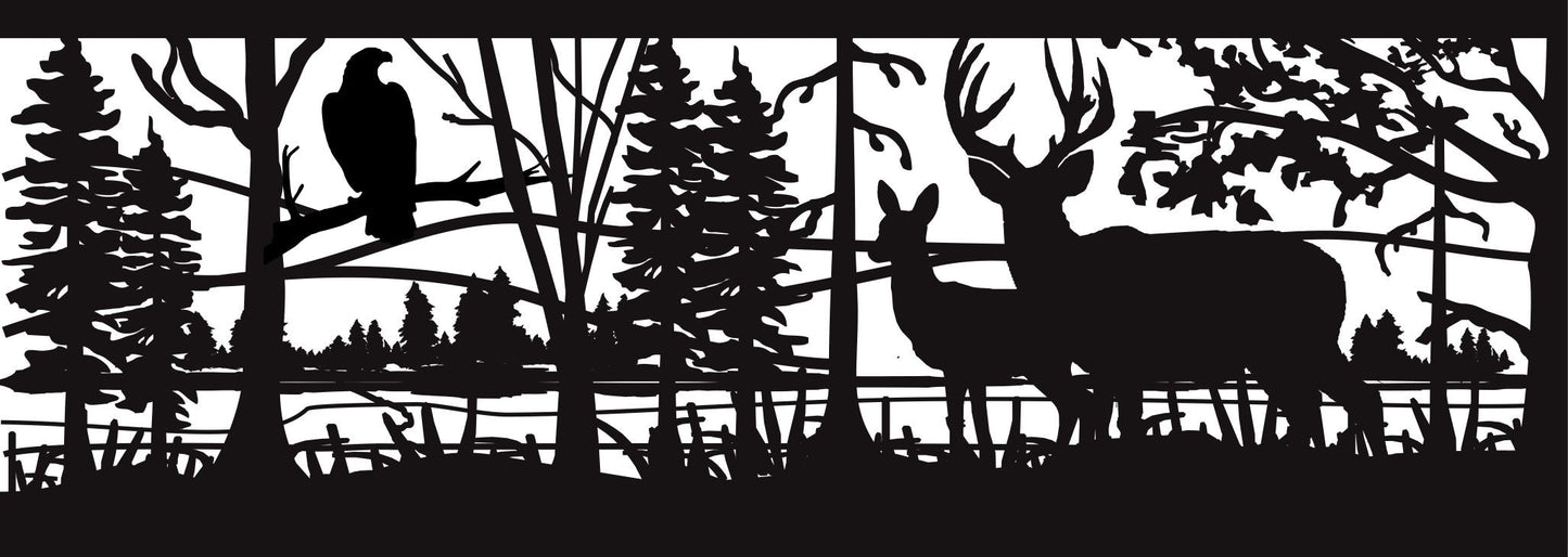 DEER-0001 Deer & Eagle 30"H x 83.75"W
