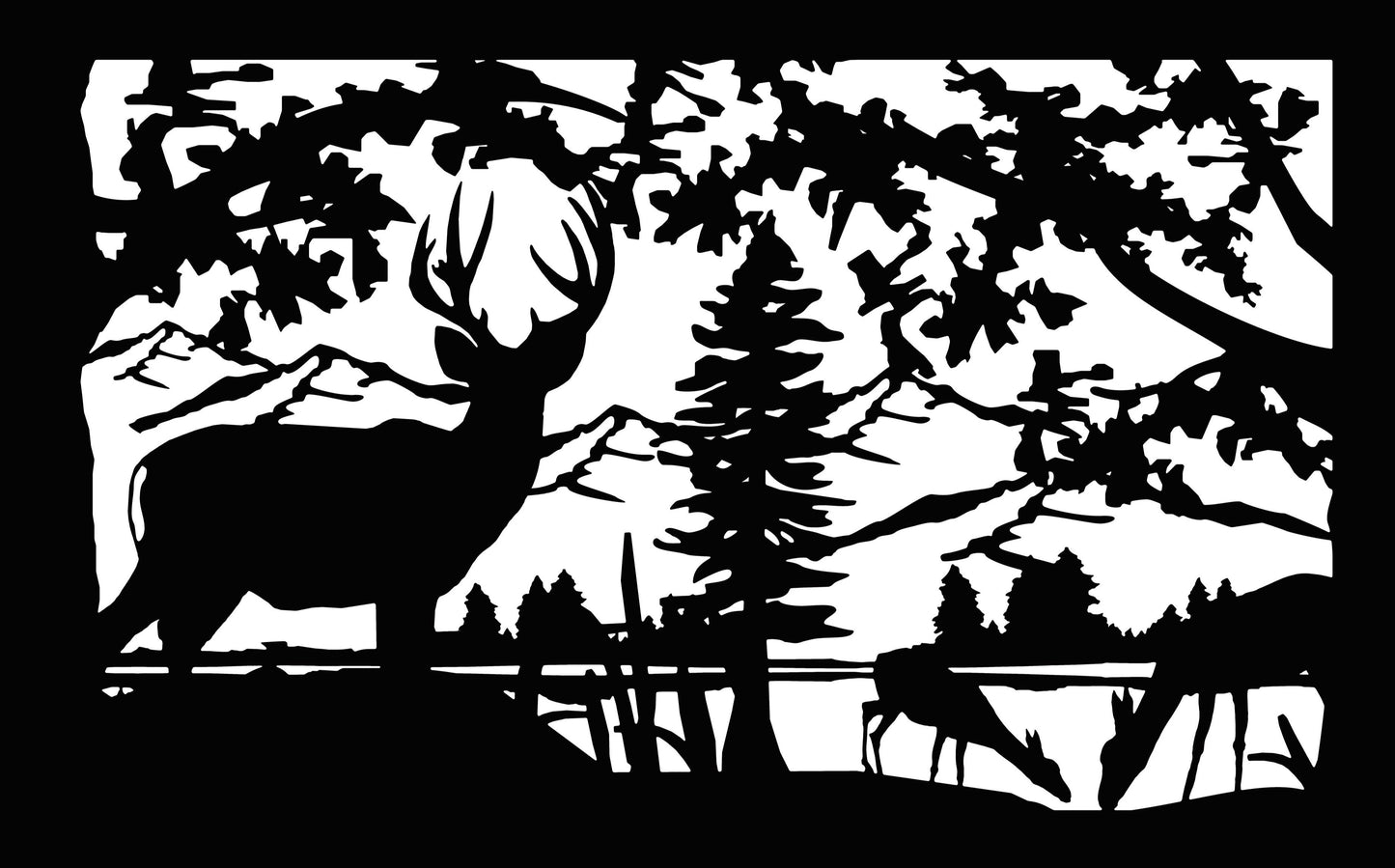 DEER-0015 Deer on Lakeshore 28"H x 45"W