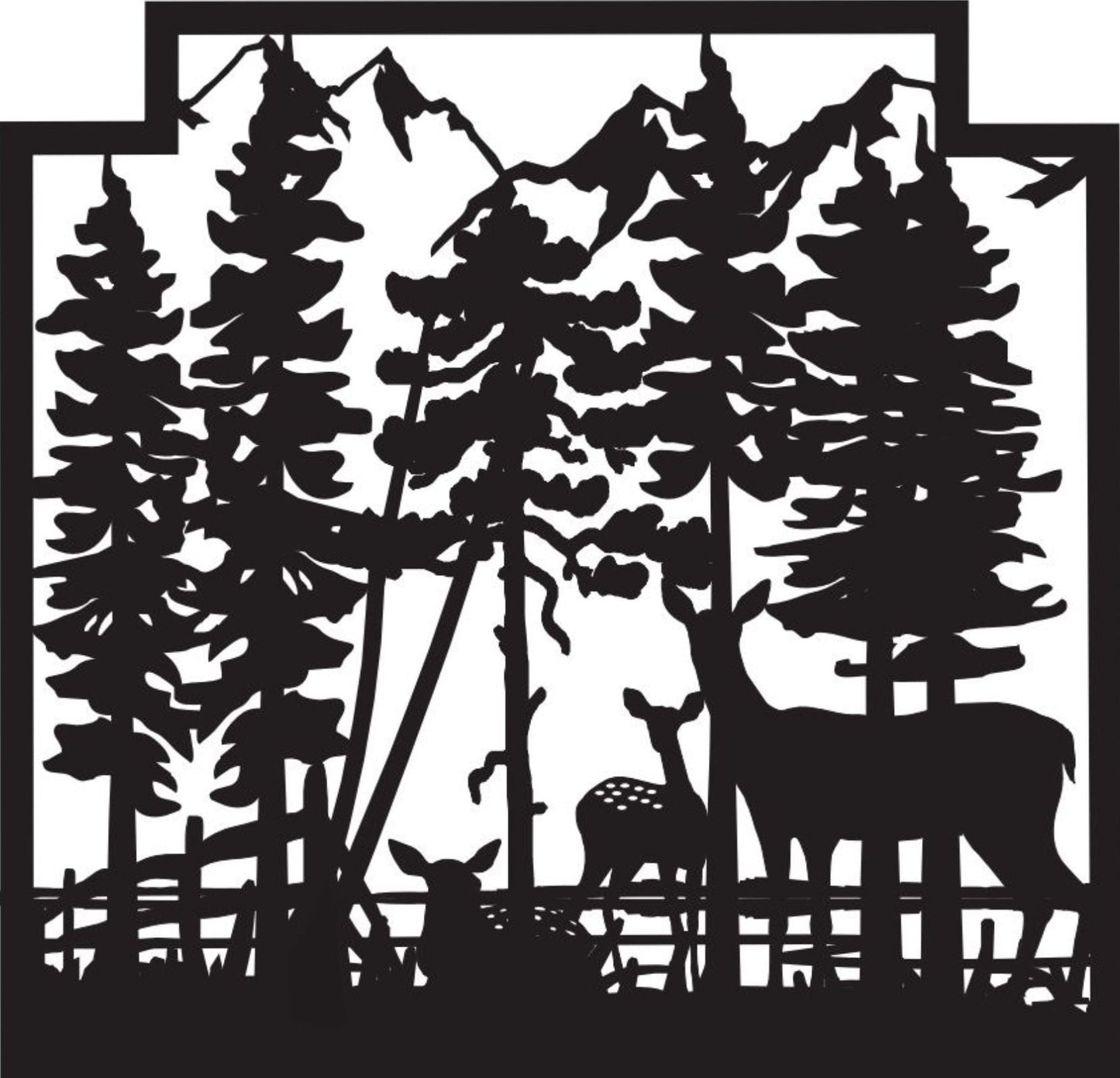 DEER-0025 Deer by Forest Fence 35"H x 37"W