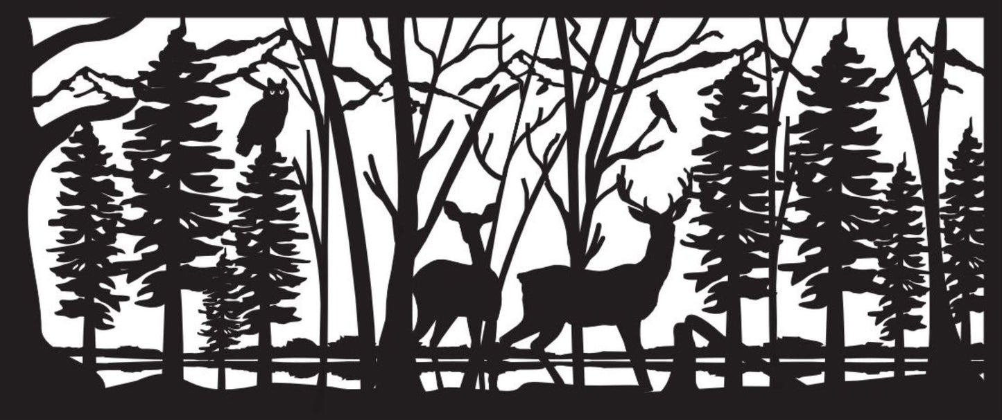 DEER-0026 Deer & Birds 32"H x 75.75"W
