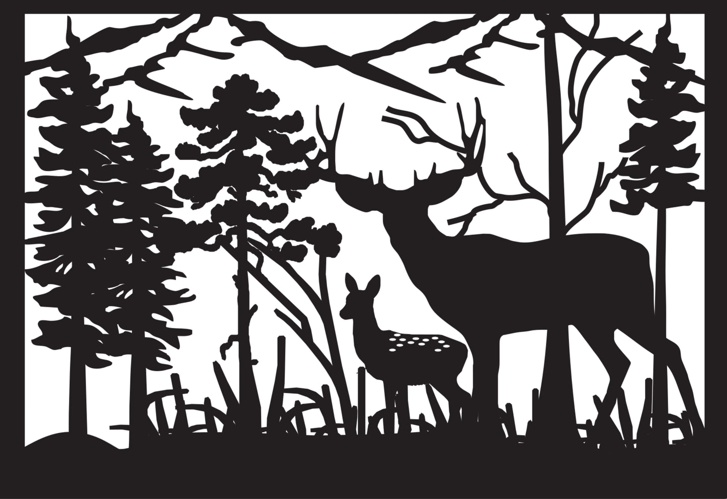 DEER-0049 Buck & Fawn 30"H x 43.15"W