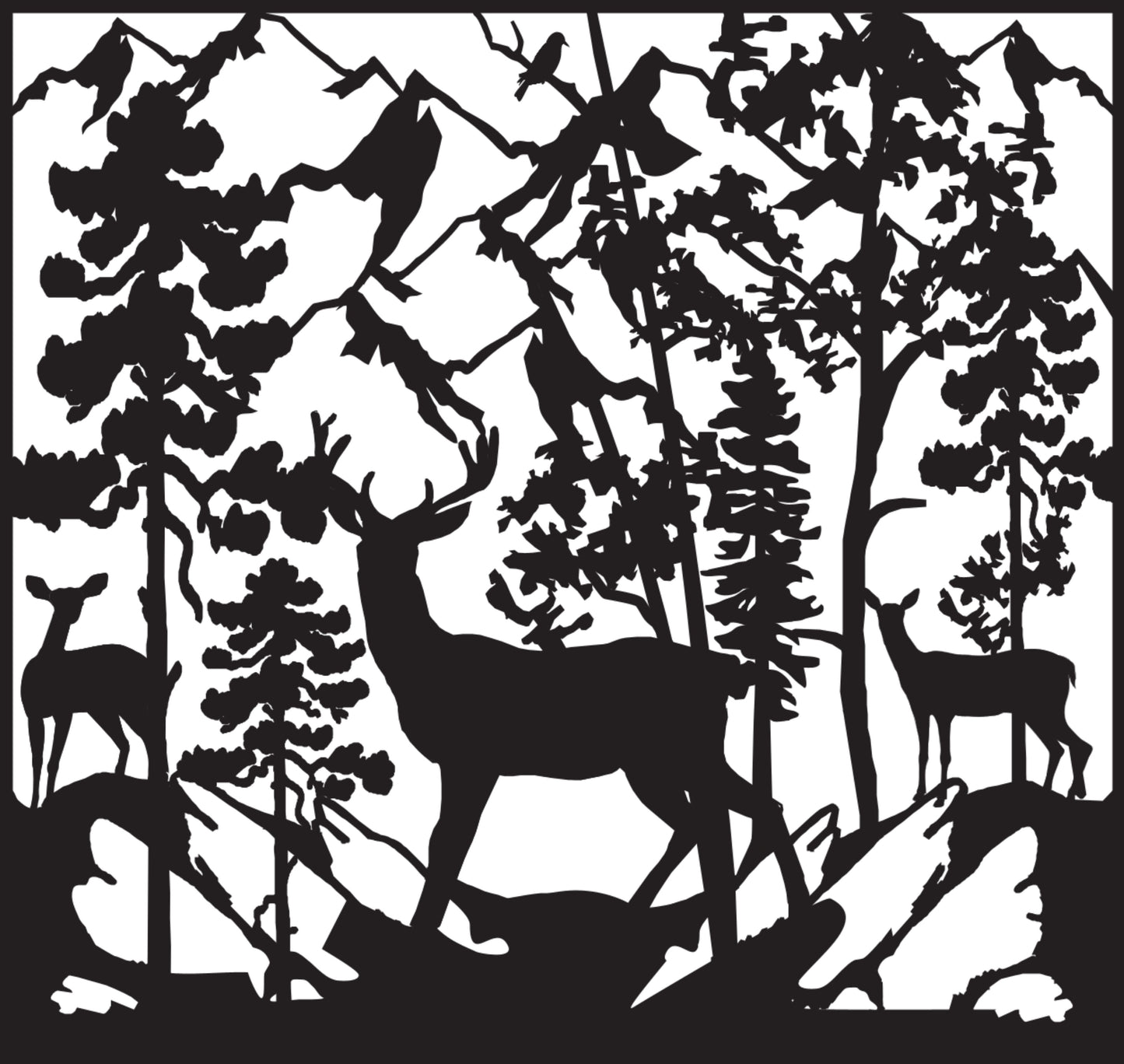 DEER-0071 Deer in Stone Ravine 33"H x 36"W