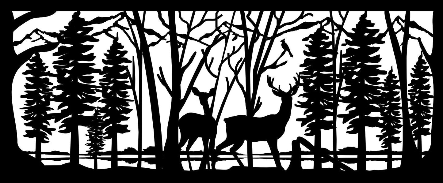 DEER-0075 Deer Pair at Lake (ver 3) 30"H x 72"W