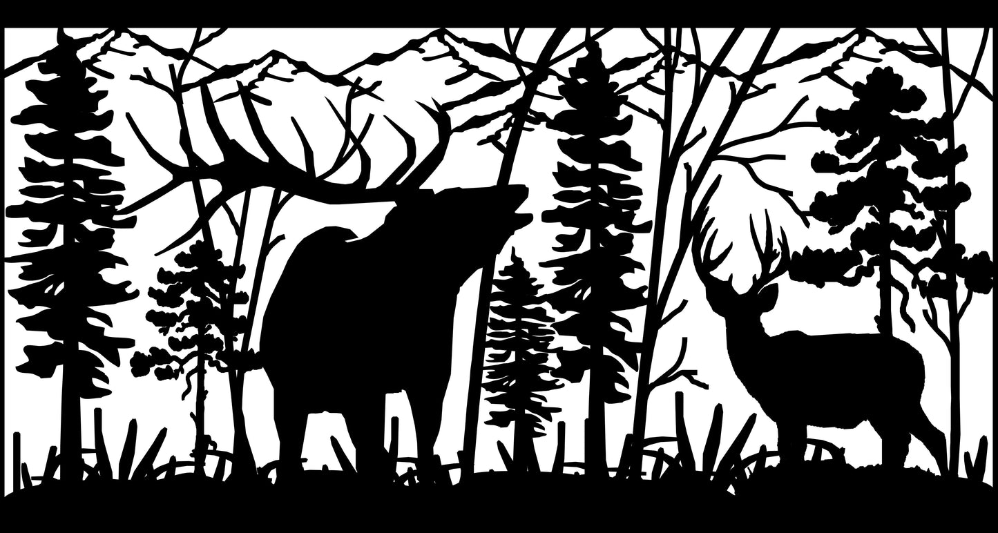 ELK-0001 Elk & Buck 34.3125"H x 65"W