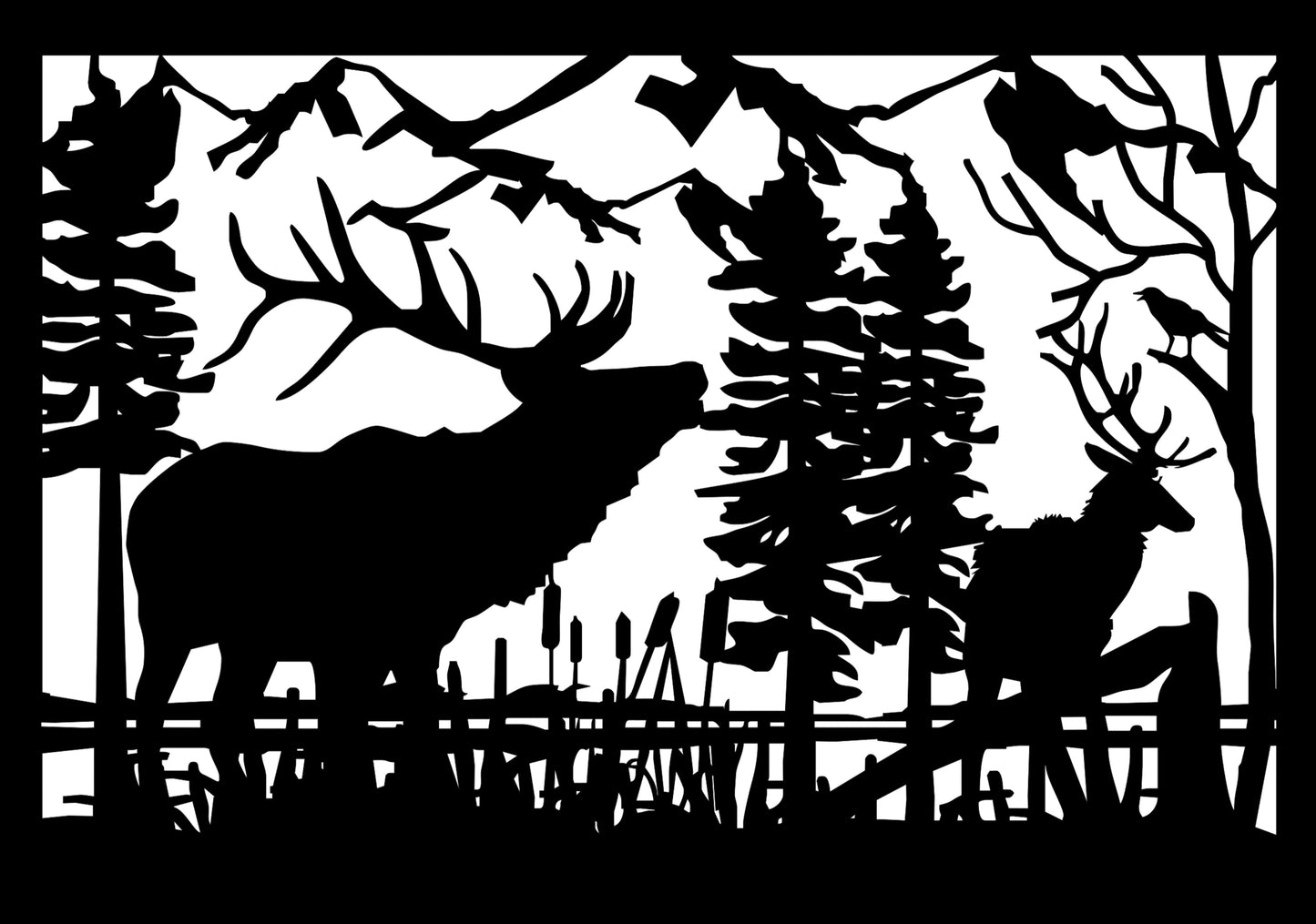ELK-0006 Elk Pair 33"H x 46.75"W