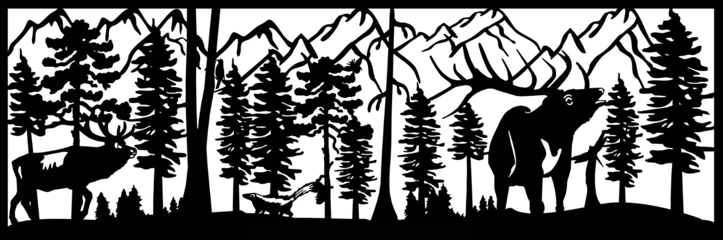 ELK-0020 Elk Pair & Skunk 24"H x 72"W