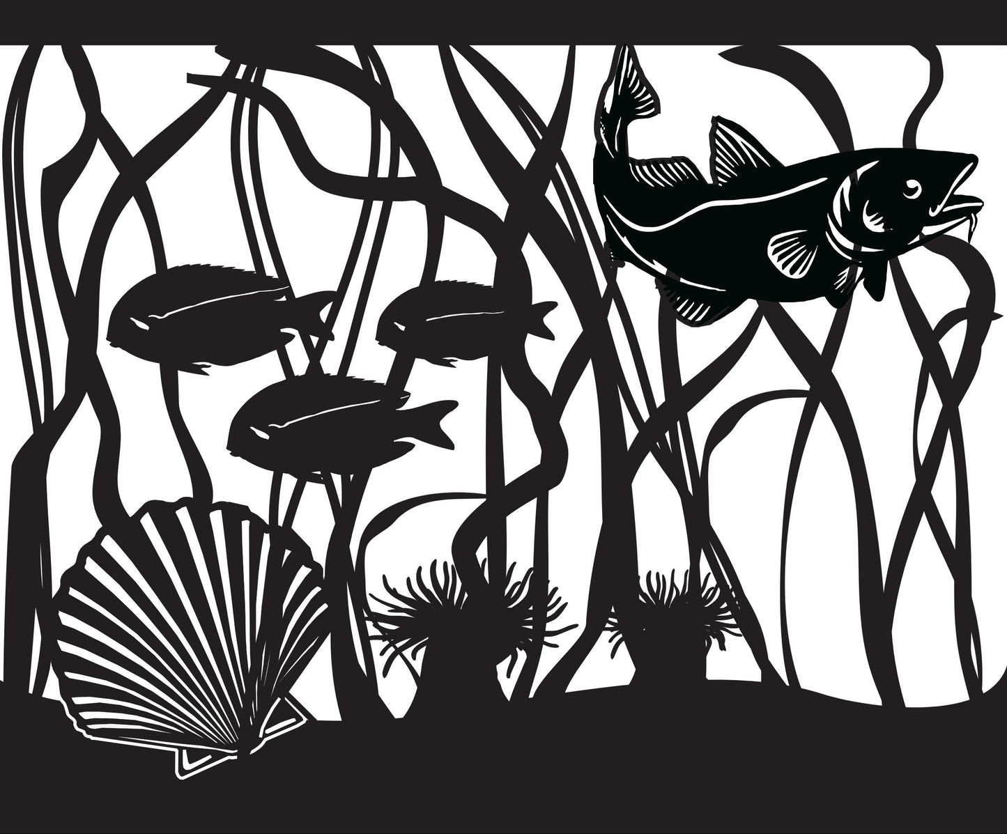 FISH-0006 Fish Along Sea Floor 33"H x 36"W