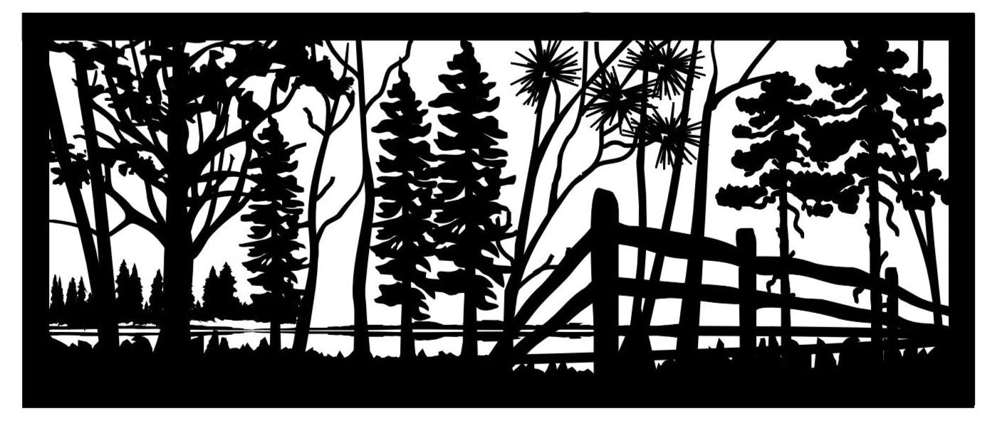 FRST-0034 Forest Fence Corner 30"H x 72"W