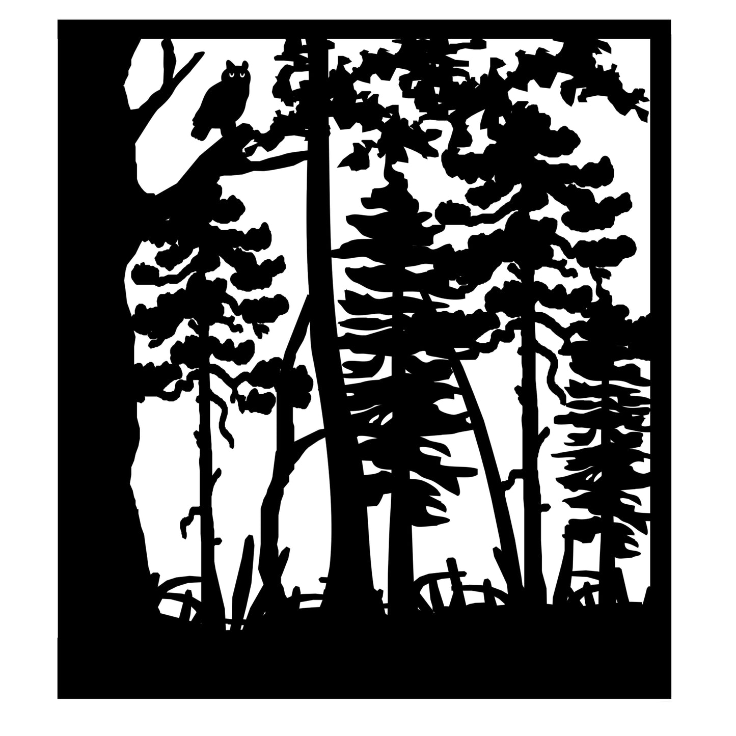 FRST-0040 Owl Hidden in Trees 34"H x 30.75" W