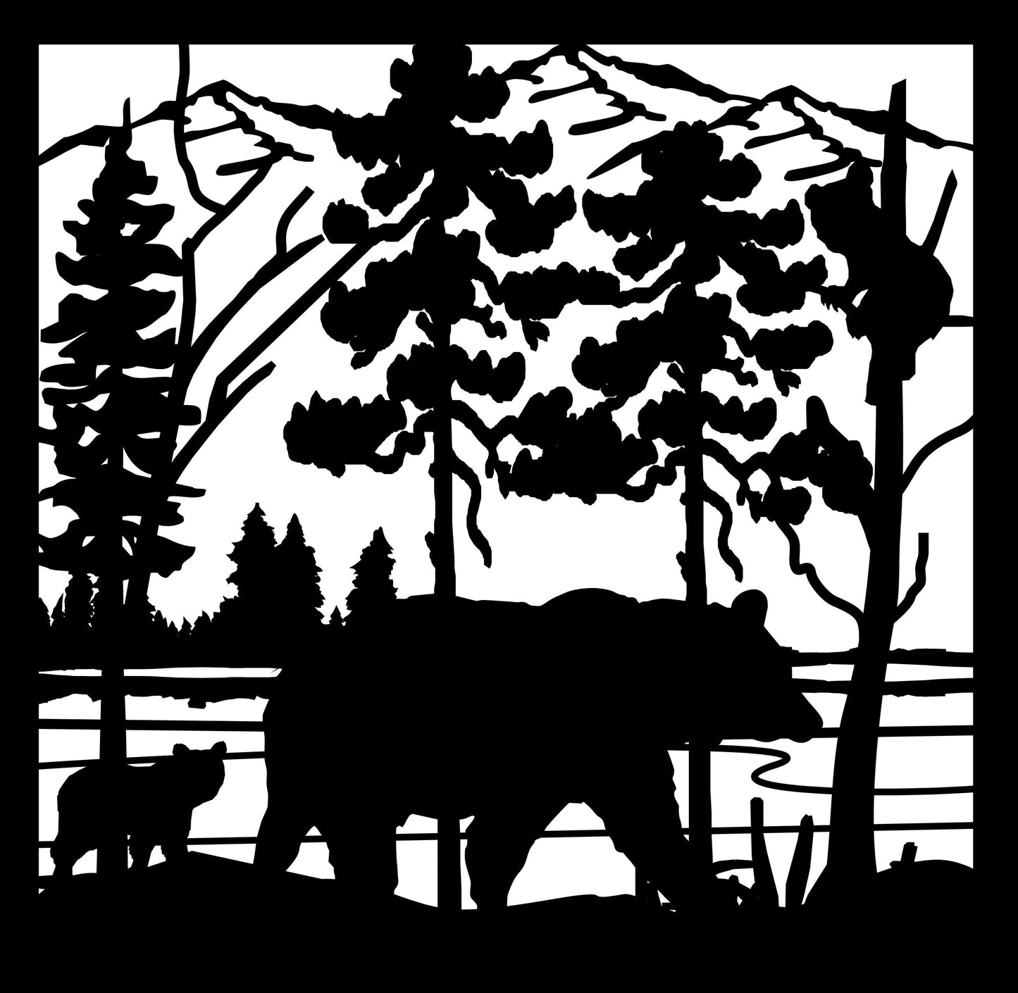 GRIZ-0003 Grizzly Bear & Cub 33.75"H x 32.75"W