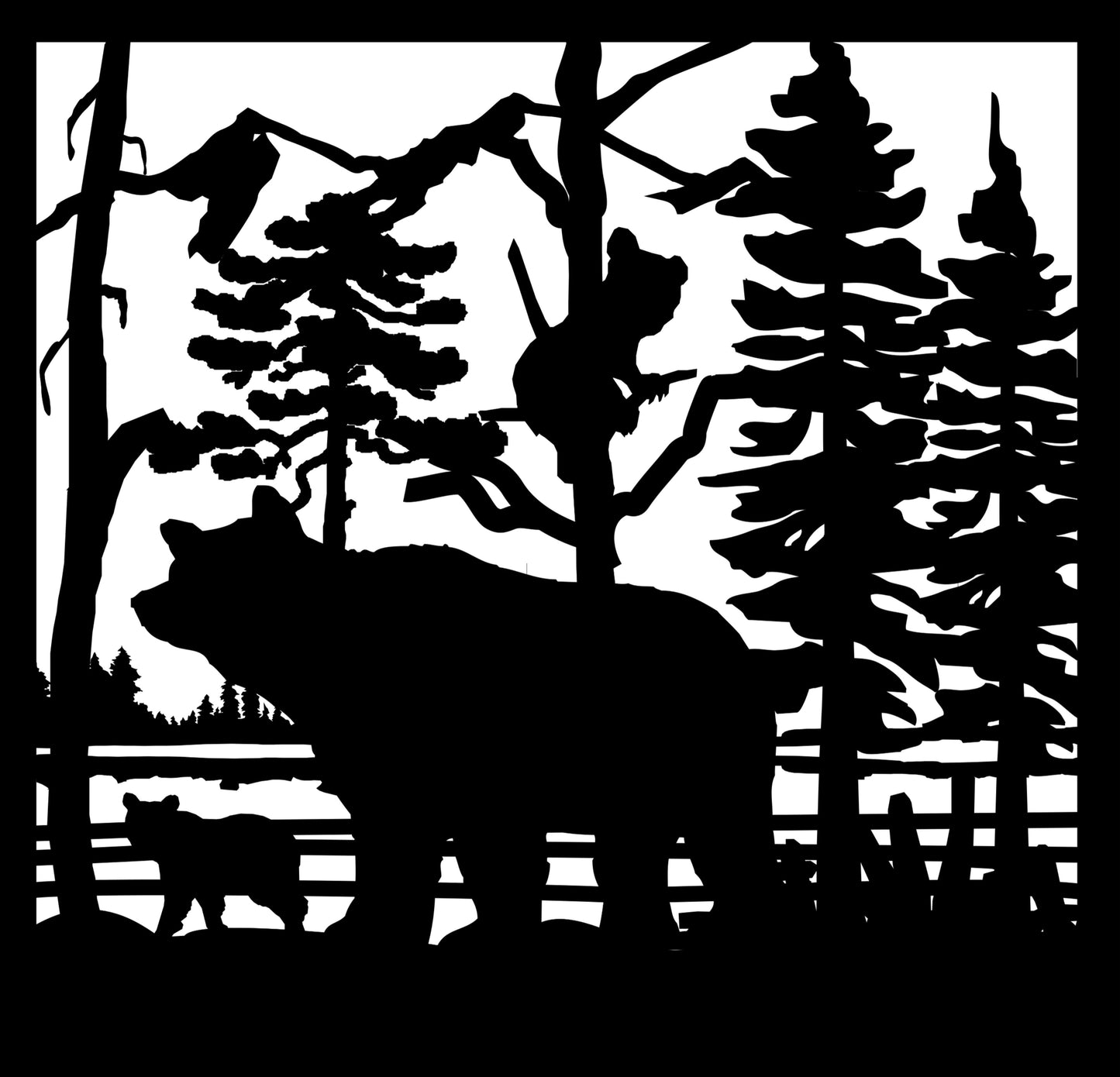 GRIZ-0011 Grizzly Bear & Two Cubs 25"H x 26"W