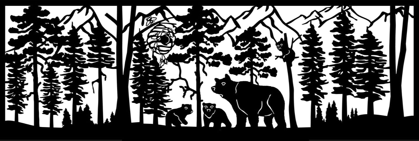 GRIZ-0019 Bears & Bees 24"H x 72"W
