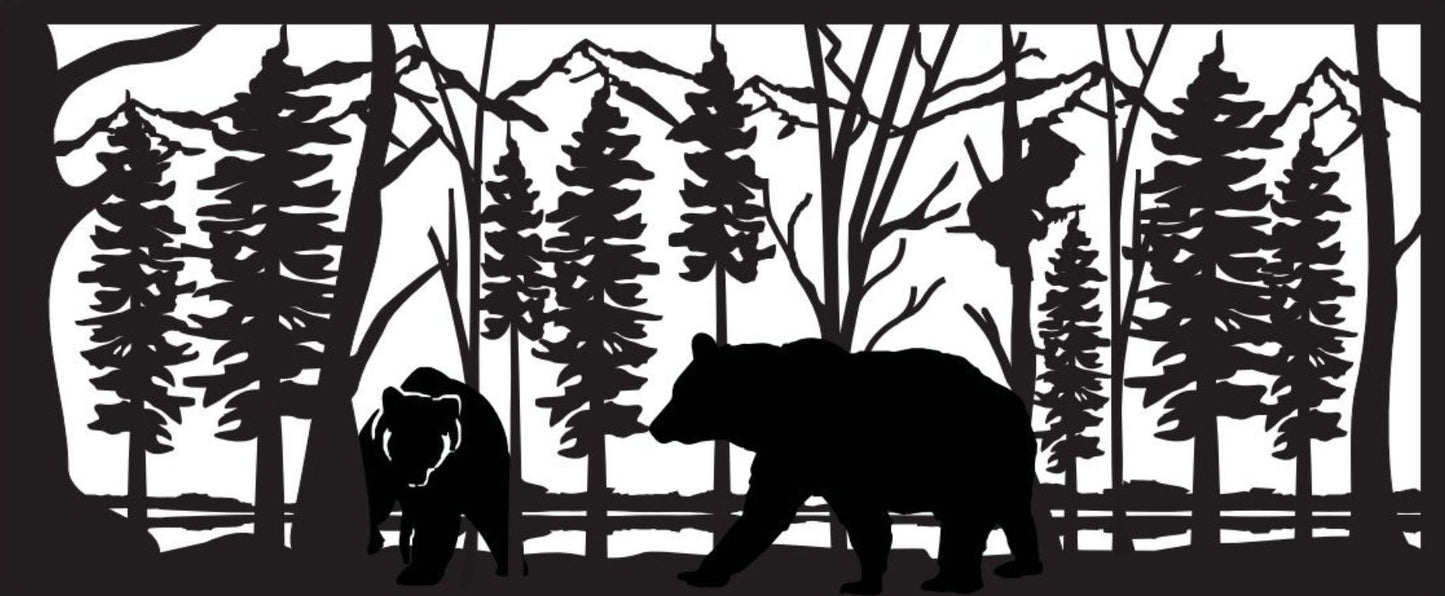 GRIZ-0020 Grizzly Family in Woods 32"H x 76.75"W