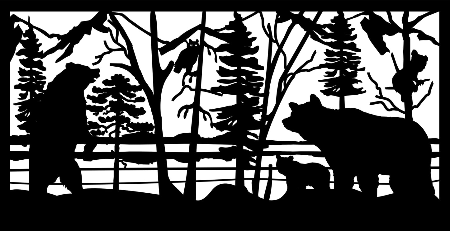 GRIZ-0021 Grizzly Family by Lake 30"H x 58.5"W
