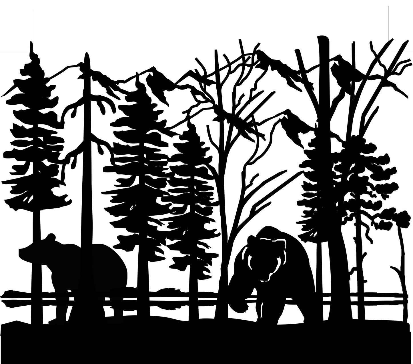 GRIZ-0022 Grizzly Pair in Forest 44"H x 54"W