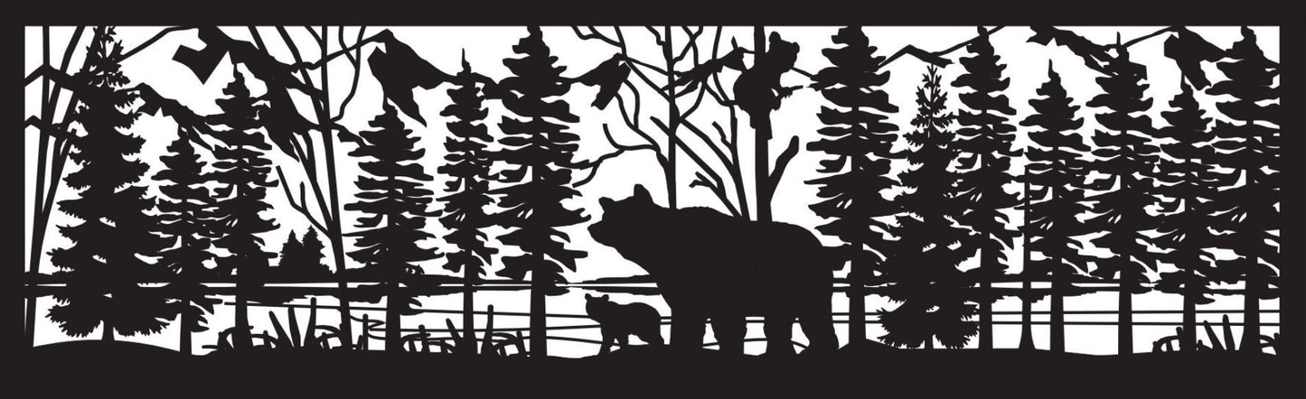 GRIZ-0026 Mother Grizzly & Cubs (ver 2) 30"H x 96"W