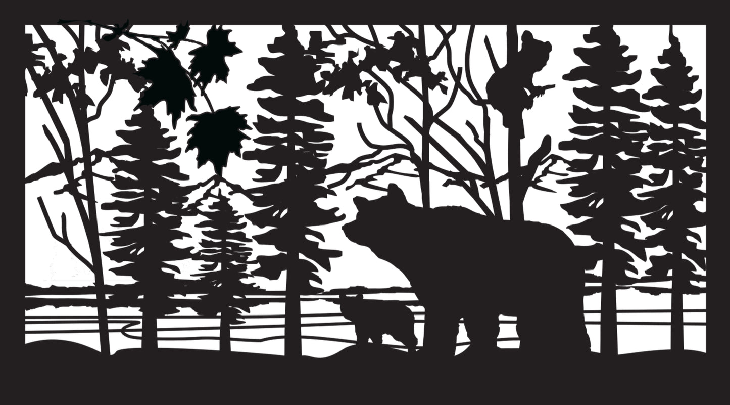 GRIZ-0028 Mother Bear & Cubs 30"H x 53.875"W