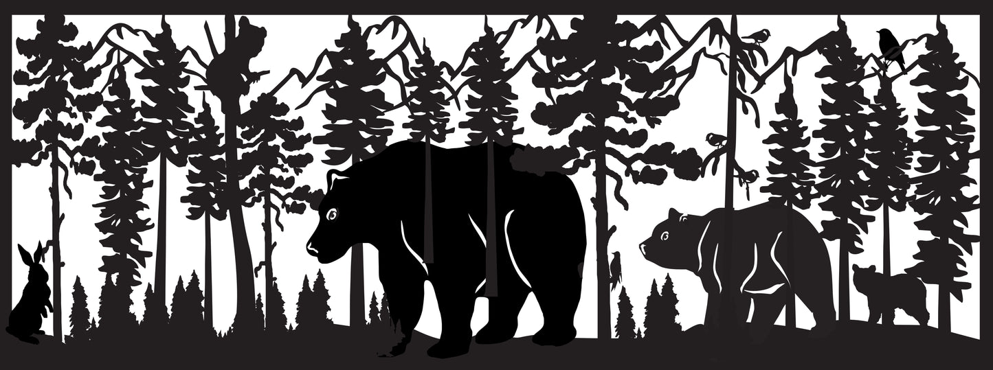 GRIZ-0029 Grizzly Family on Walk 33"H x 87.5"W