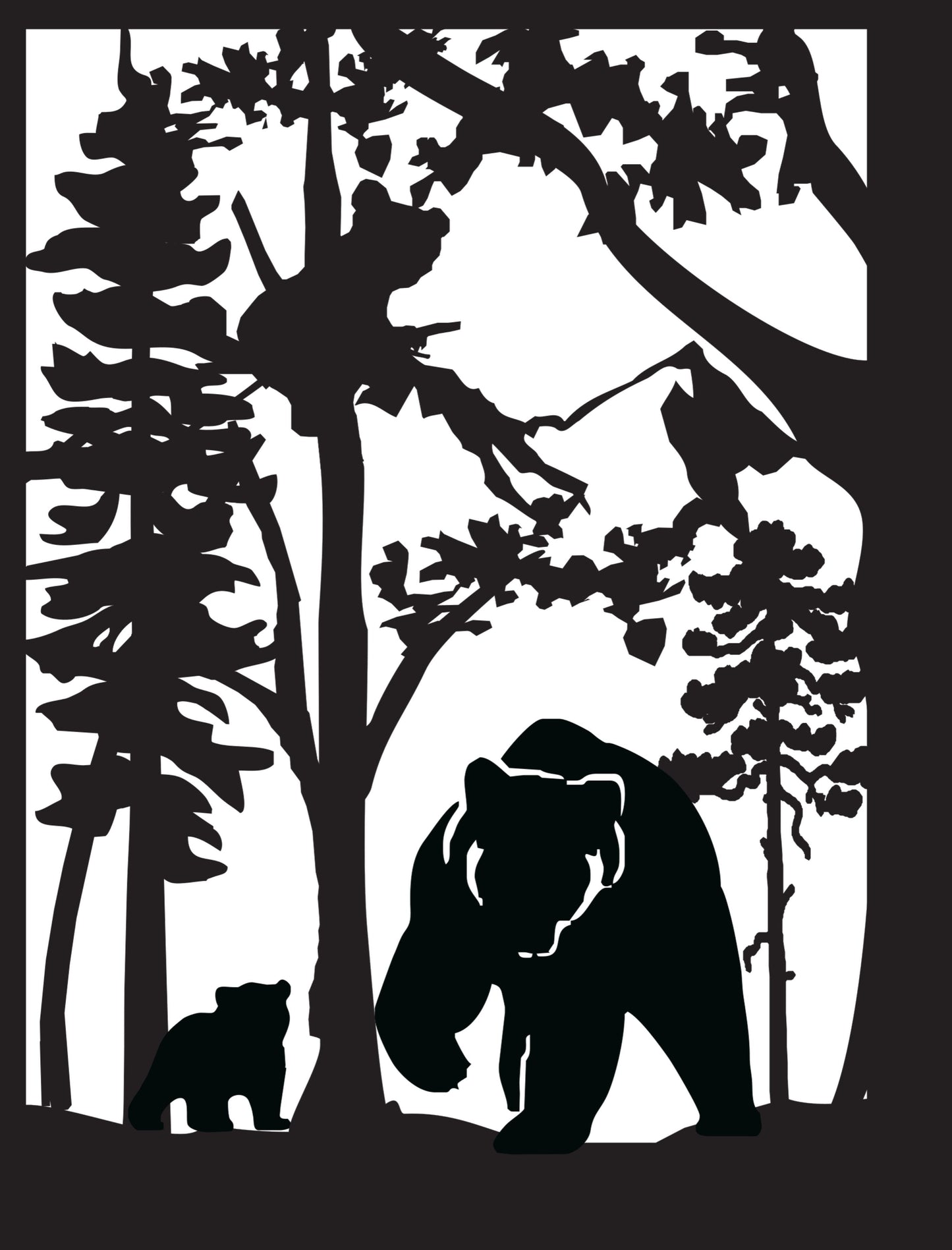 GRIZ-0042 Grizzly & Pair of Cubs 33.25"H x 25.375"W