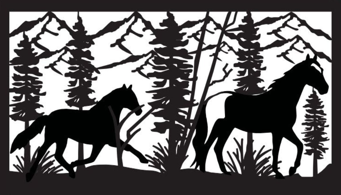 HORS-0007 Pair of Horses 30"H x 52.5"W
