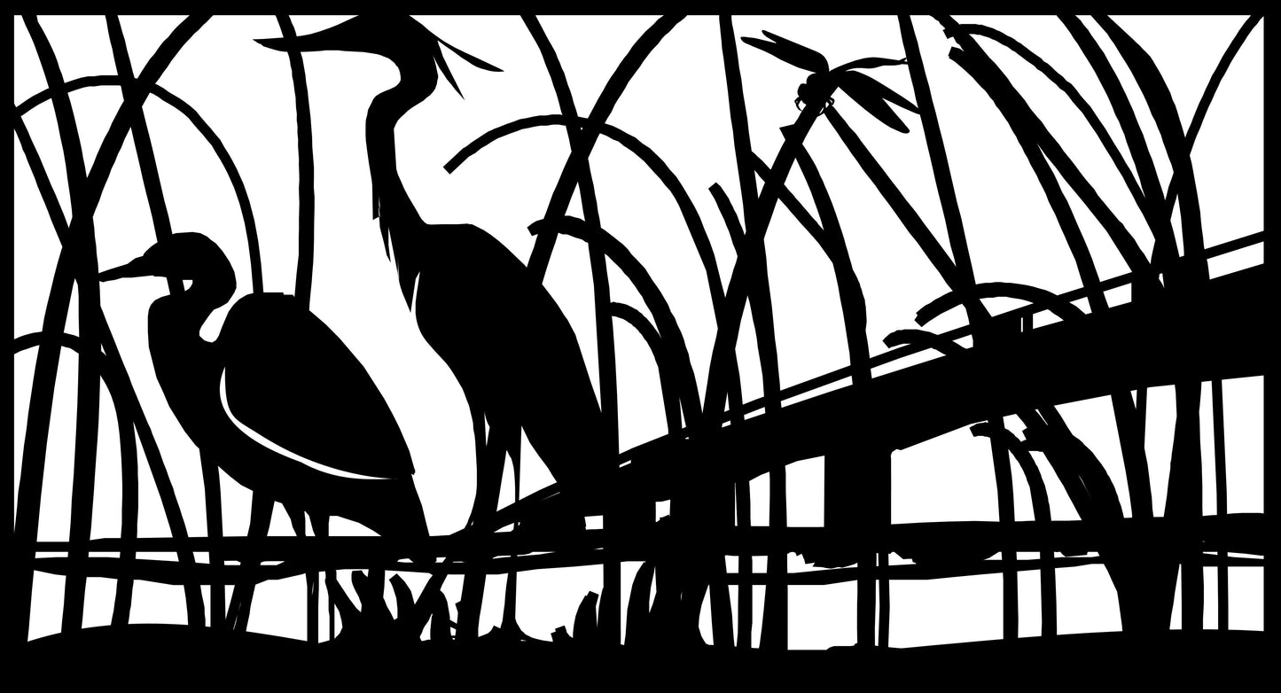 HRON-0004 Herons near Bridge 23"H x 42.1875"W