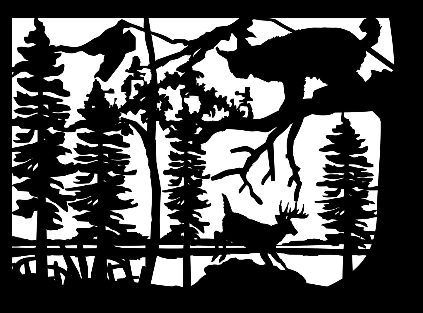 MCAT-0004 Bobcat & Deer 33"H x 44.75"W