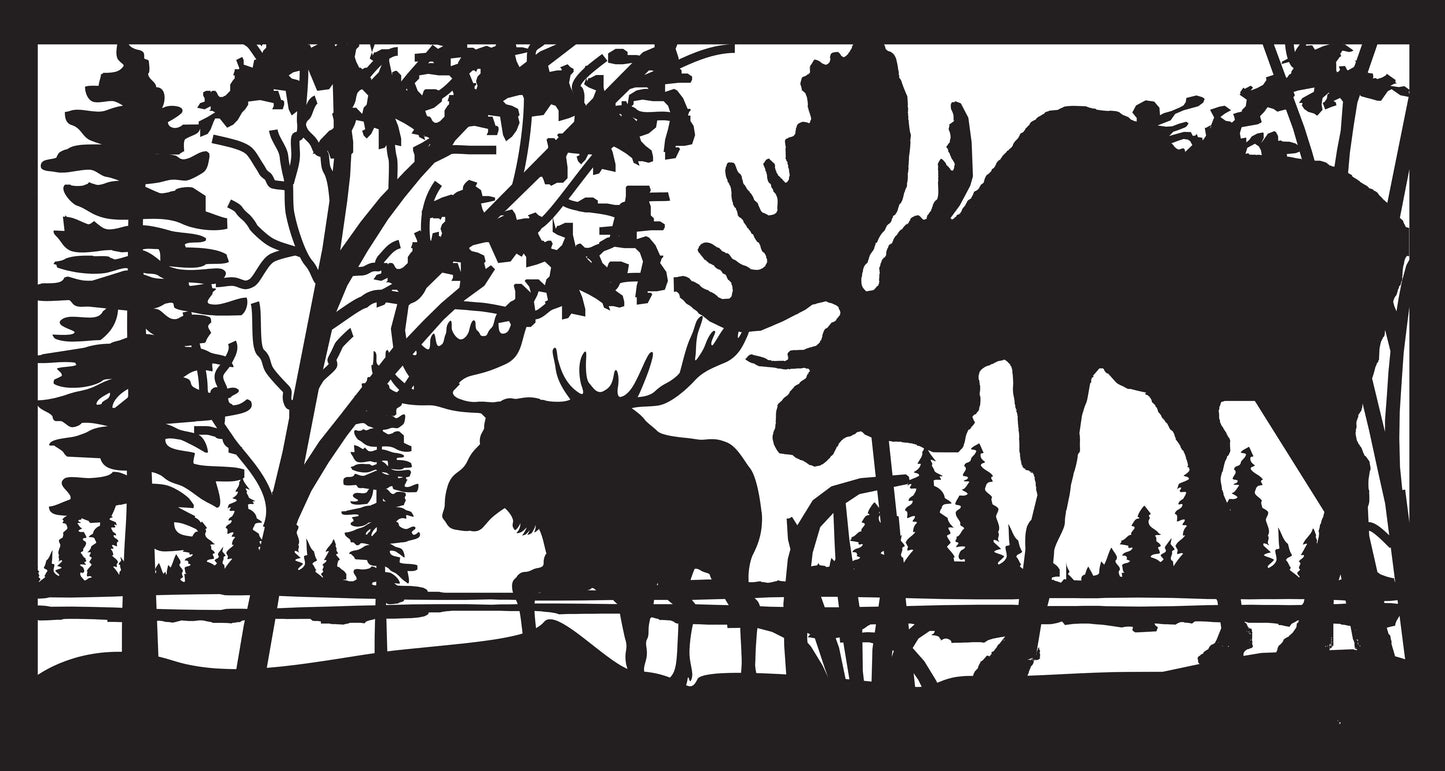 MOOS-0009 Moose by Lake 30"H x 56"W