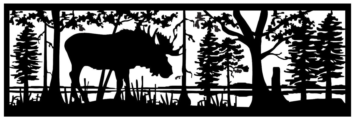 MOOS-0012 Lone Moose by Lake 30"H x 92"W
