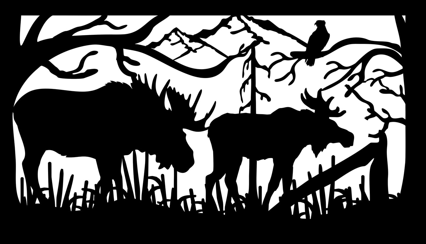 MOOS-0022 Pair of Bull Moose 30"H x 52"W