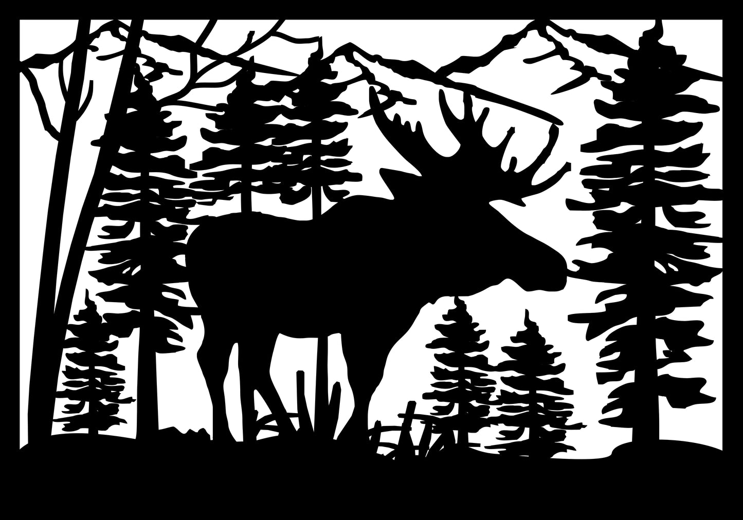 MOOS-0026 Lone Moose by Mountains (ver 2) 33.625"H x 46.75"W
