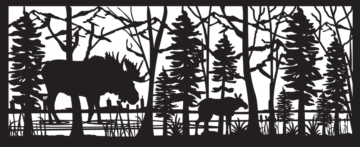 MOOS-0031 Moose Pair Wading 30"H x 72"W