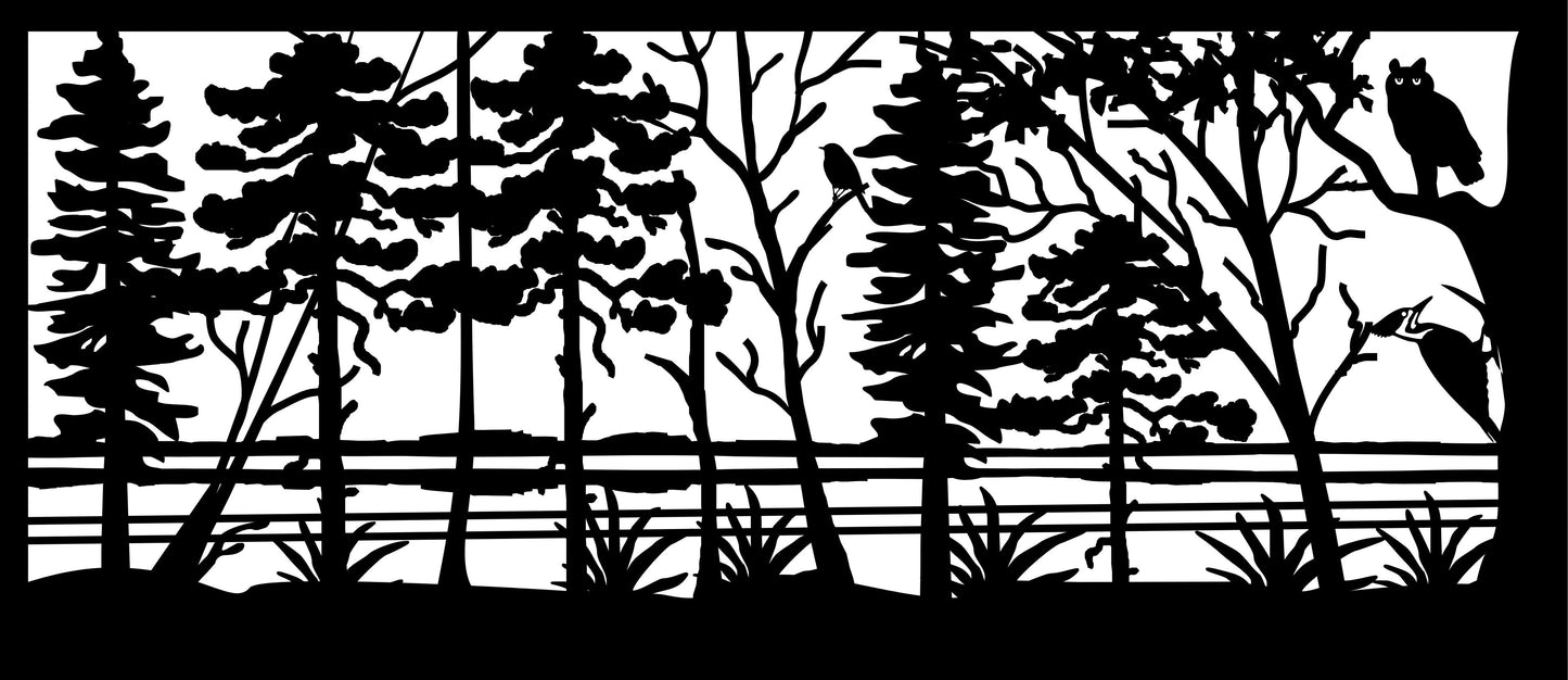 OWL-0003 Owl & Birds 30"H x 68.125"W