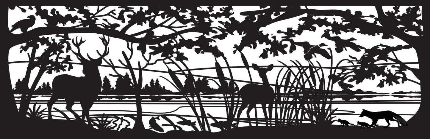 WILD-0006 Wildlife Lake Scene 30"H x 94.375"W