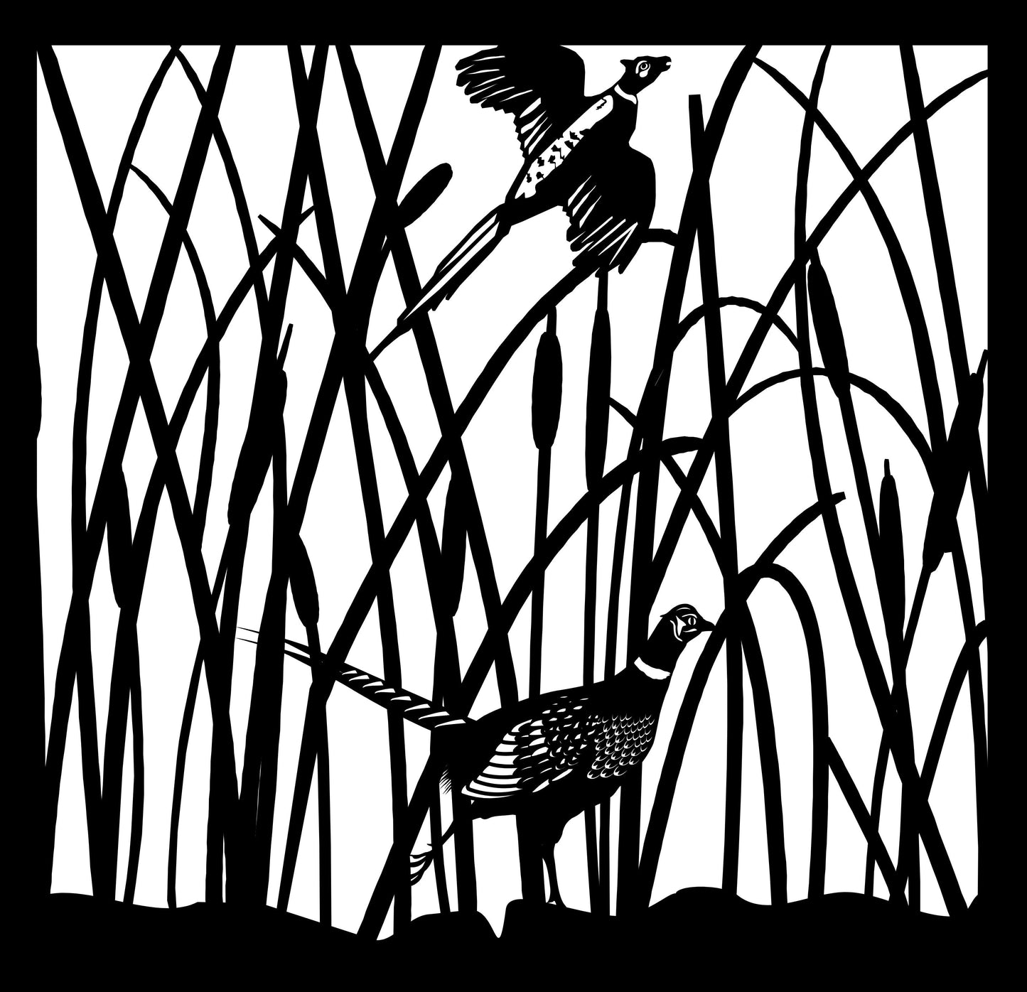WILD-0014 Pheasants in Field 29"H x 30"W