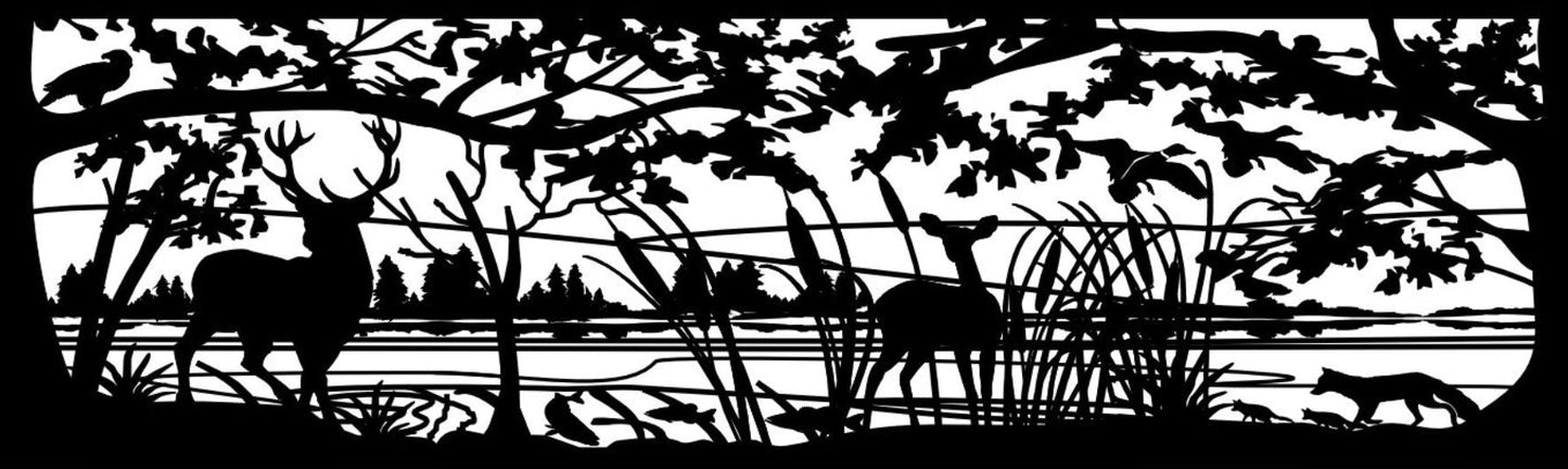 WILD-0018 Animals by Lake 29"H x 96"W