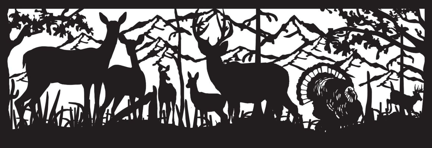 WILD-0019 Deer & Turkey 33.5"H x 96"W