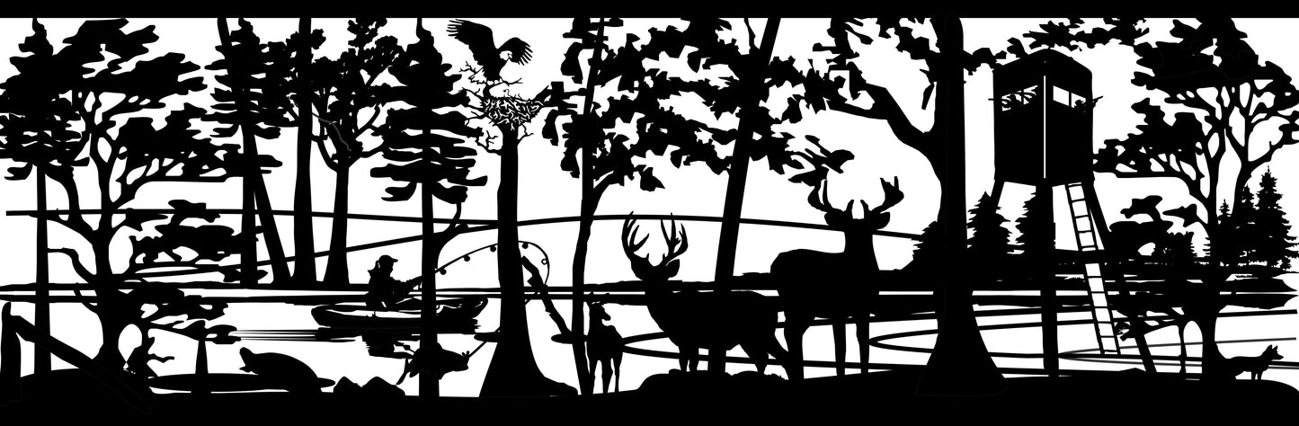 WILD-0040 Hunting Blind Wildlife 30"H x 90.25"W