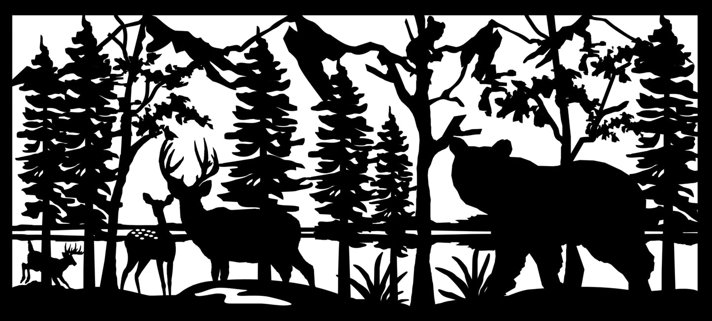 WILD-0051 Deer & Bears 28.75" H x 63.5"W
