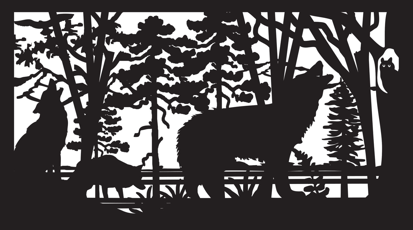 WOLF-0008 Wolves by Lake 30"H x 53.625"W