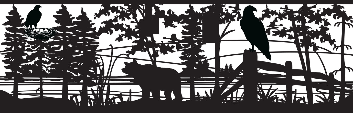 BEAR-0001 Bear & Eagles Rail 30"H x 94.375"W