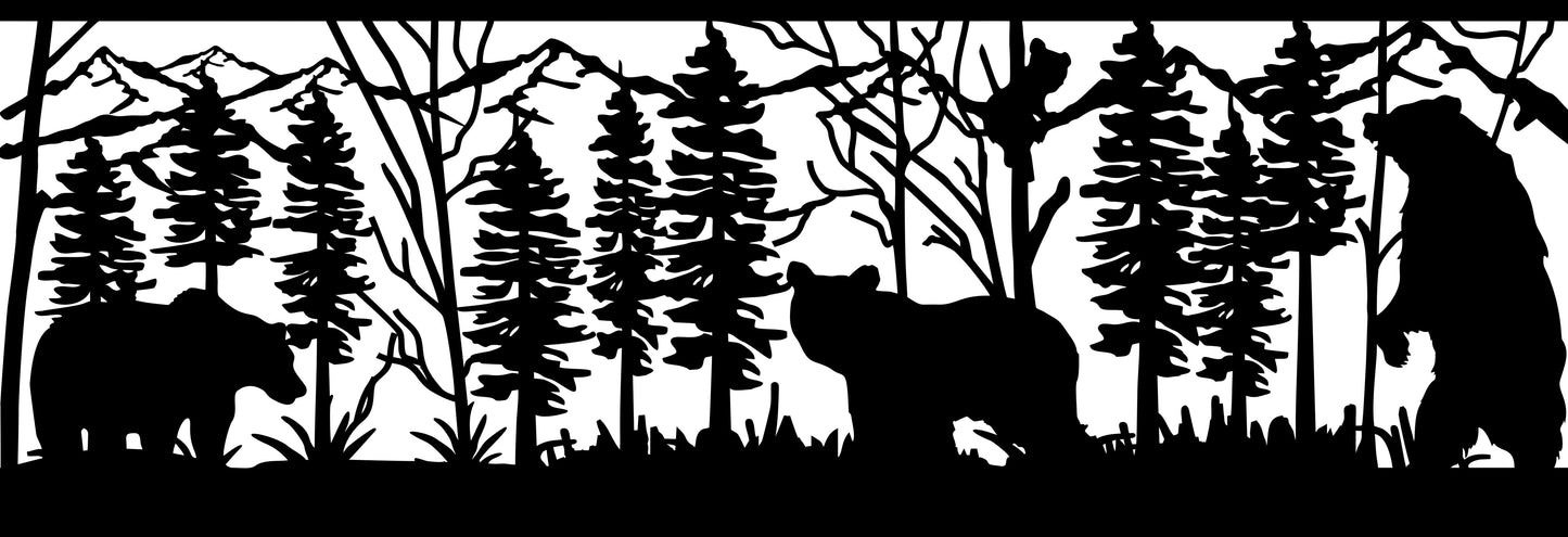 BEAR-0003 Bear Family Scene 30"H x 85.25"W