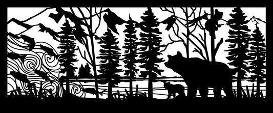 BEAR-0004 Bear Family with Mountains 30"H x 72"W
