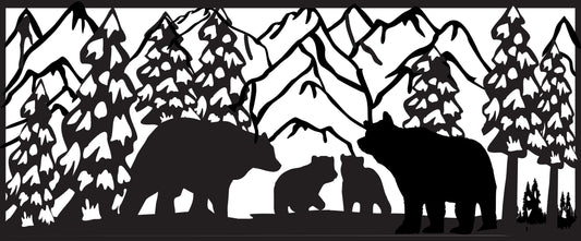 BEAR-0005 Snowy Bear Family 30"H x 72"W
