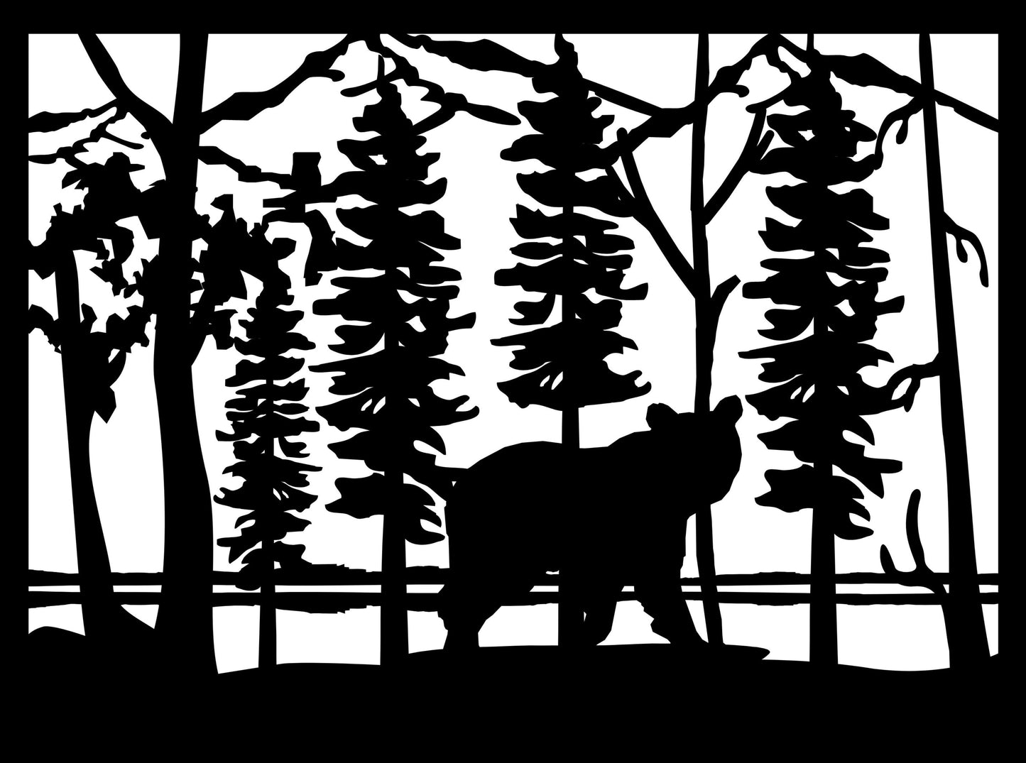 BEAR-0014 Lone Cub in Woods 30"H x 40.125"W
