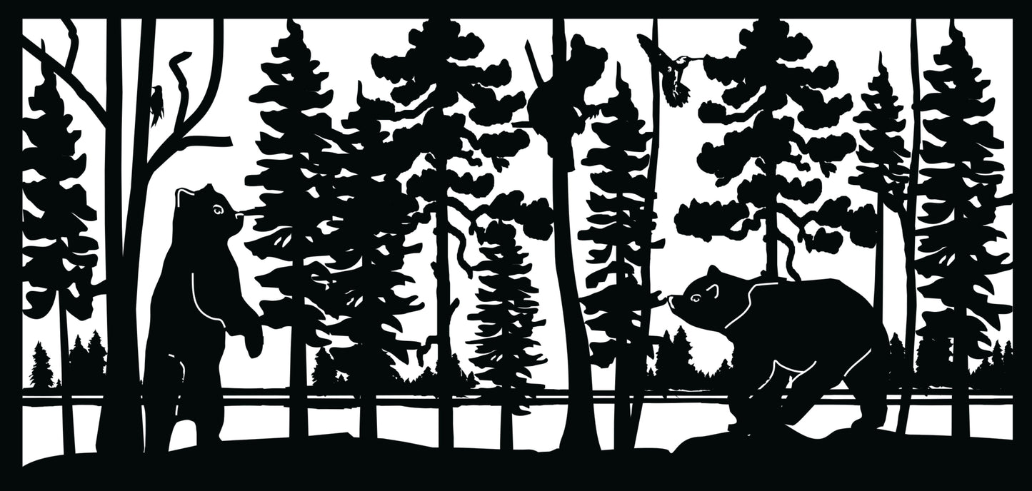 BEAR-0016 Pair of Bears & Cub 33"H x 62"W