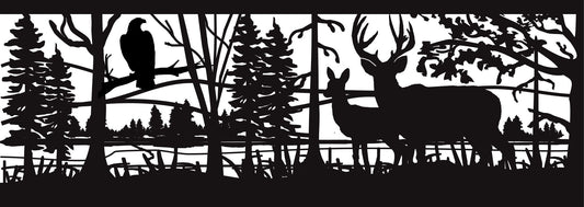 DEER-0001 Deer & Eagle 30"H x 83.75"W