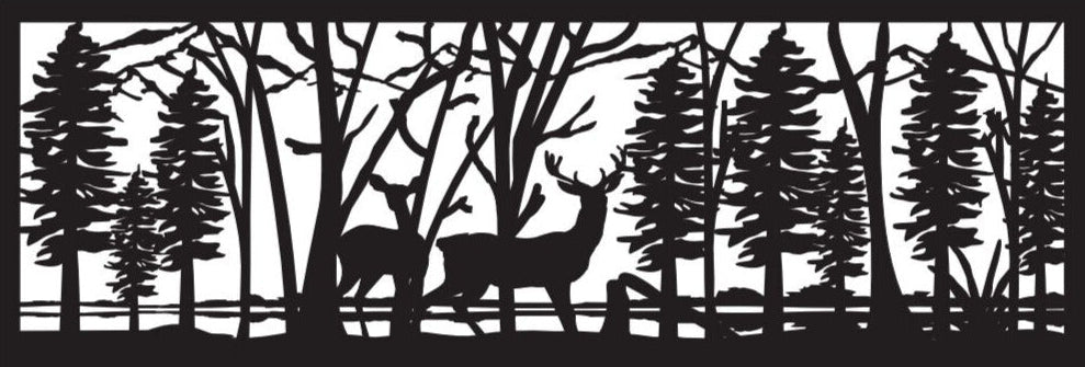 DEER-0009 Deer Pair at Lake 30"H x 88"W